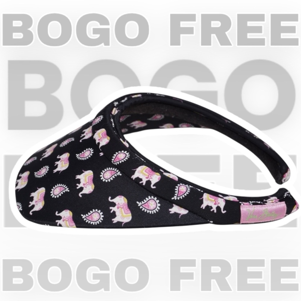 Vera Bradley Black Visor with Pink Elephant Motif